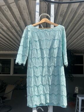Jessica Howard Light Aqua Lace Midi Dress